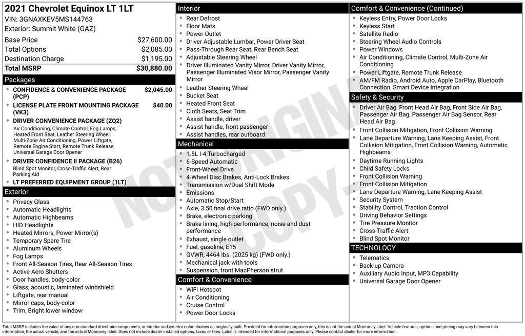 used 2021 Chevrolet Equinox car, priced at $16,500