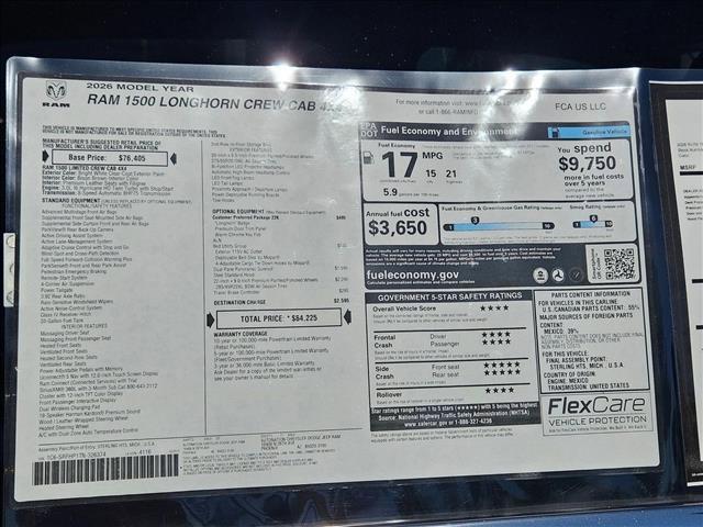 new 2026 Ram 1500 car, priced at $70,208