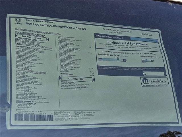 new 2026 Ram 2500 car, priced at $89,310