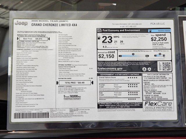 new 2026 Jeep Grand Cherokee car, priced at $45,933