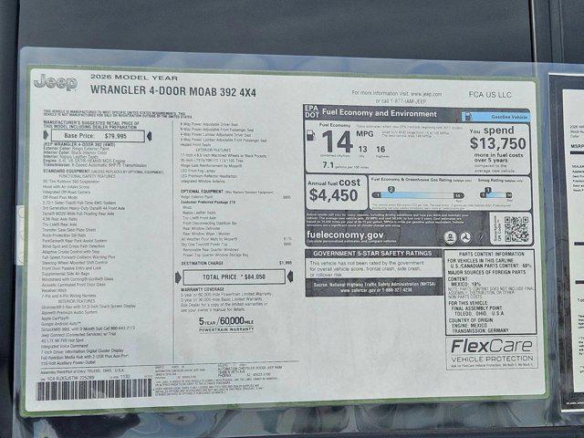 new 2026 Jeep Wrangler car, priced at $85,448