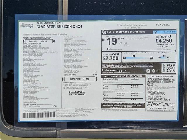 new 2025 Jeep Gladiator car, priced at $71,216