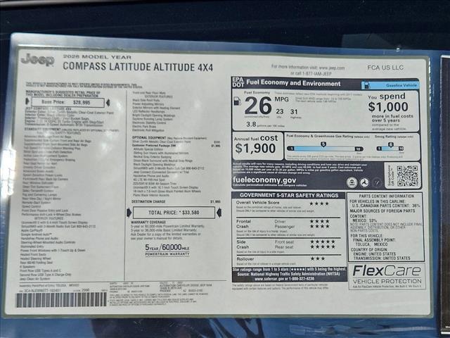 new 2026 Jeep Compass car, priced at $28,788