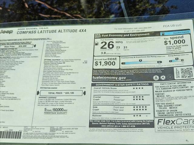 new 2026 Jeep Compass car, priced at $28,398