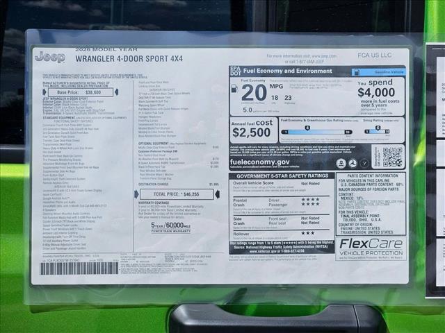 new 2026 Jeep Wrangler car, priced at $43,022