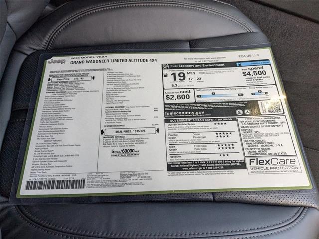 new 2026 Jeep Grand Wagoneer car, priced at $75,225