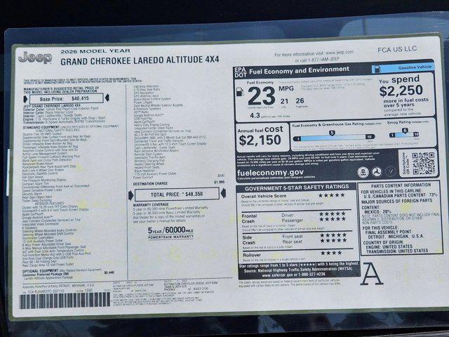 new 2026 Jeep Grand Cherokee car, priced at $43,650