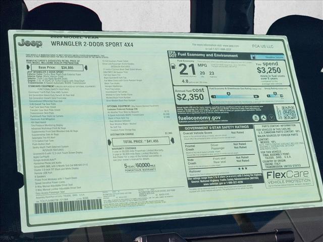 new 2026 Jeep Wrangler car, priced at $38,400