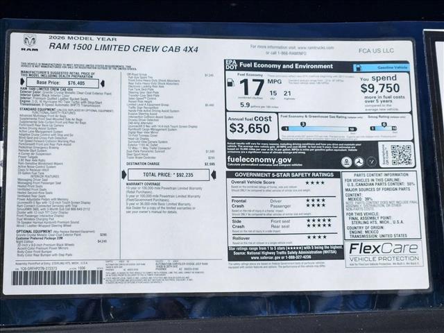 new 2026 Ram 1500 car, priced at $78,577