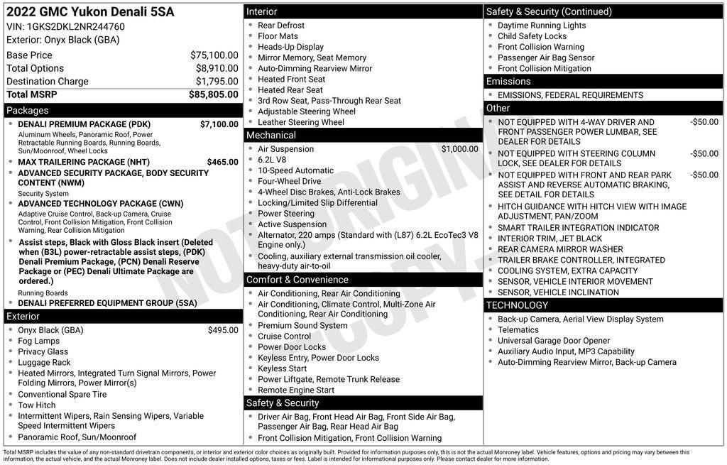 used 2022 GMC Yukon car, priced at $54,145