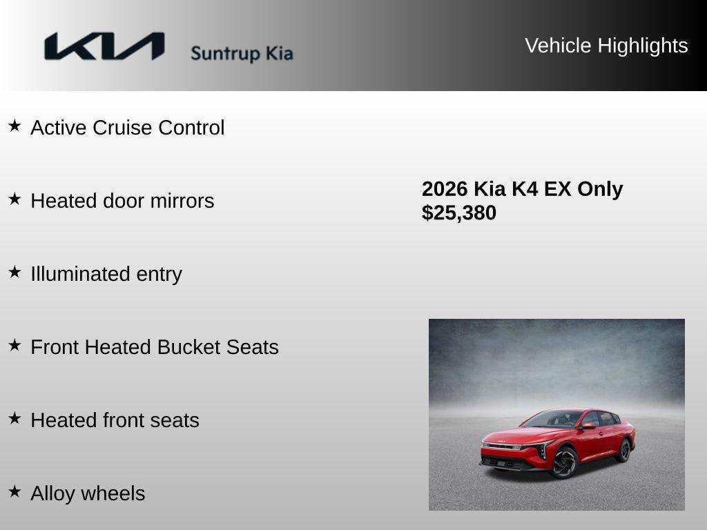 used 2026 Kia K4 car, priced at $25,380