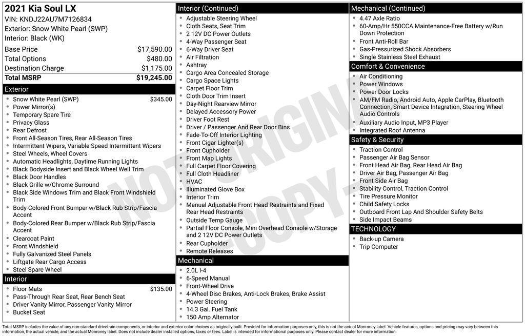 used 2021 Kia Soul car, priced at $9,320