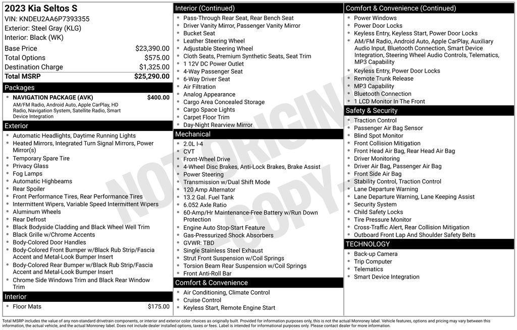 used 2023 Kia Seltos car, priced at $20,995