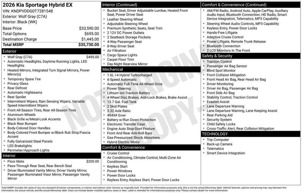 used 2026 Kia Sportage Hybrid car, priced at $33,195