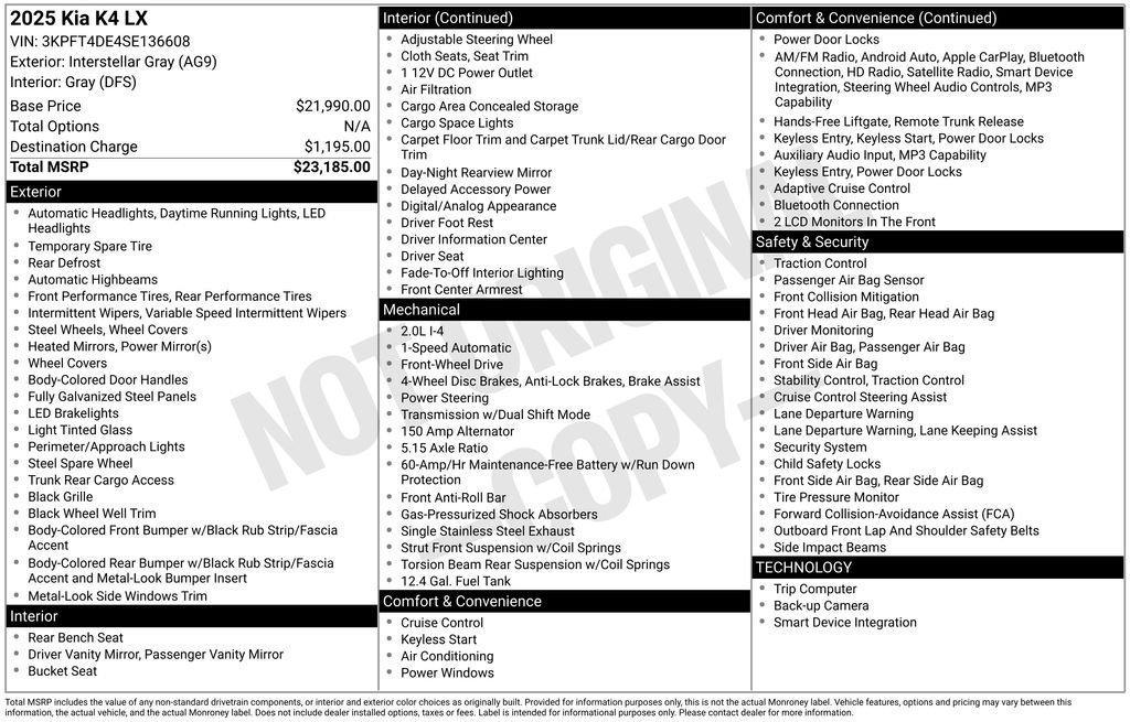 used 2025 Kia K4 car, priced at $24,995