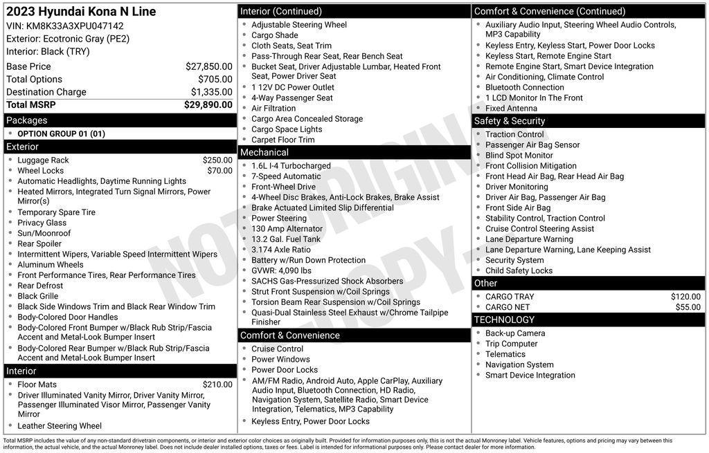 used 2023 Hyundai Kona car, priced at $20,755