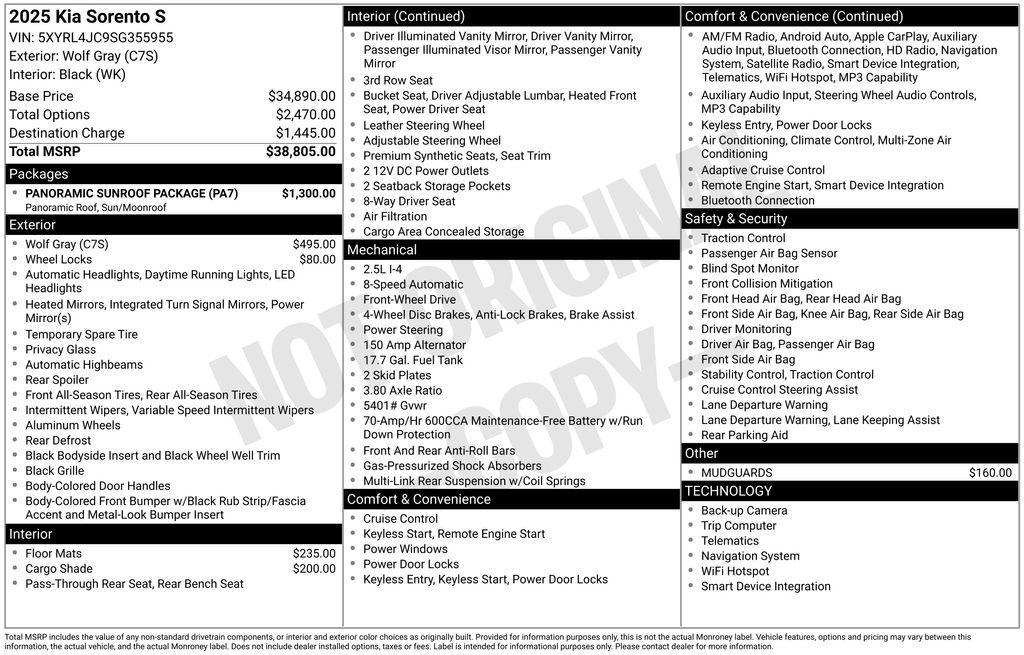 used 2025 Kia Sorento car, priced at $30,985