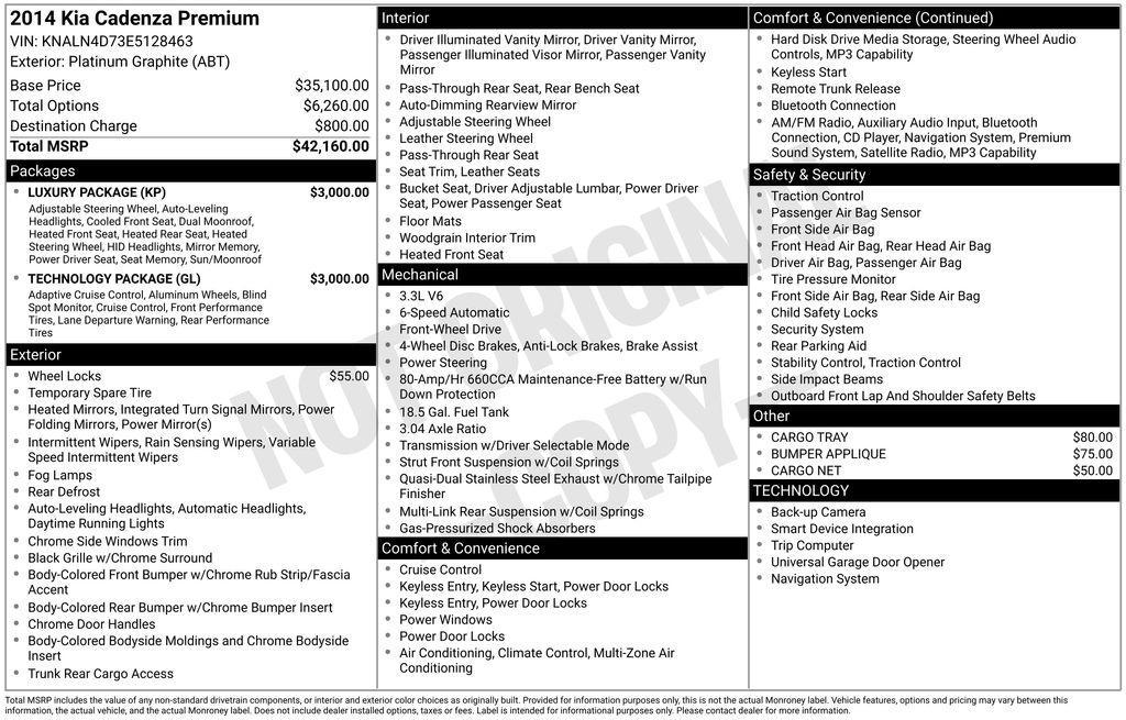 used 2014 Kia Cadenza car, priced at $10,134