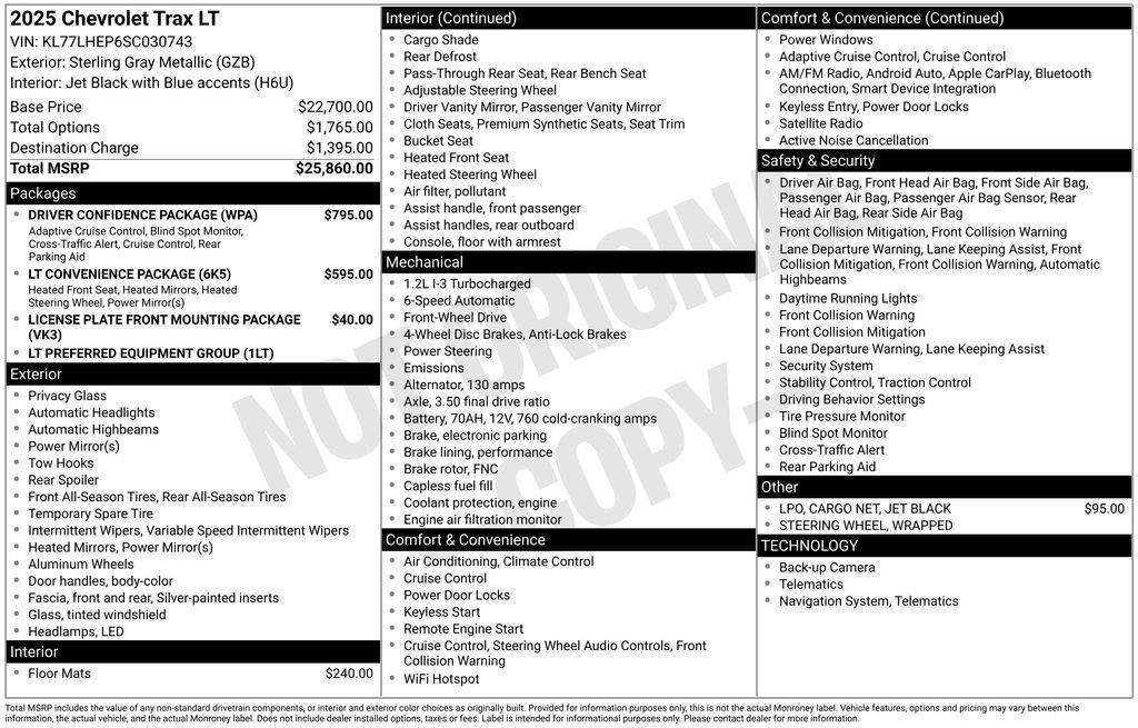 used 2025 Chevrolet Trax car, priced at $21,155