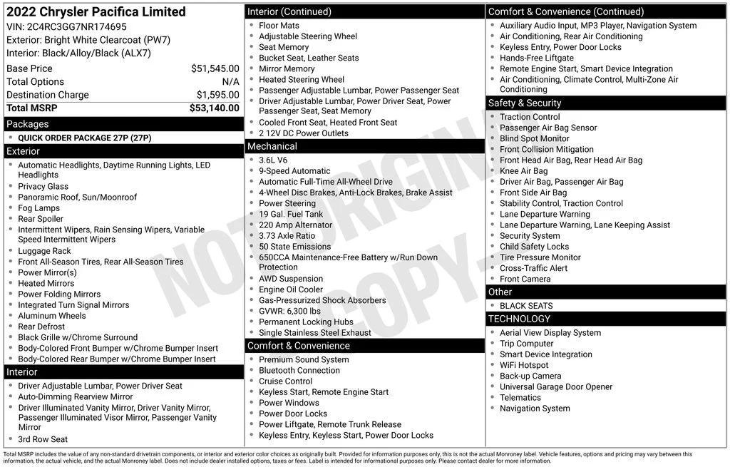 used 2022 Chrysler Pacifica car, priced at $28,675