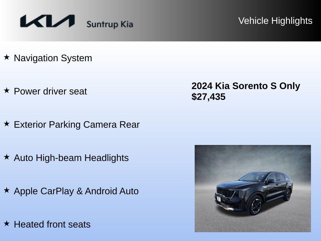 used 2024 Kia Sorento car, priced at $27,535