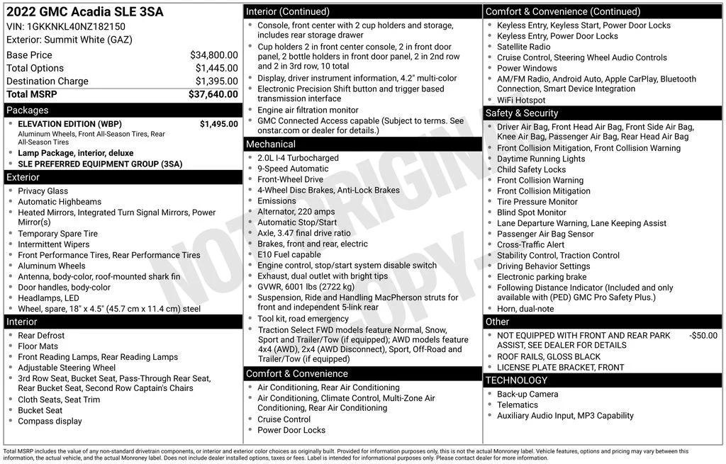 used 2022 GMC Acadia car, priced at $21,405