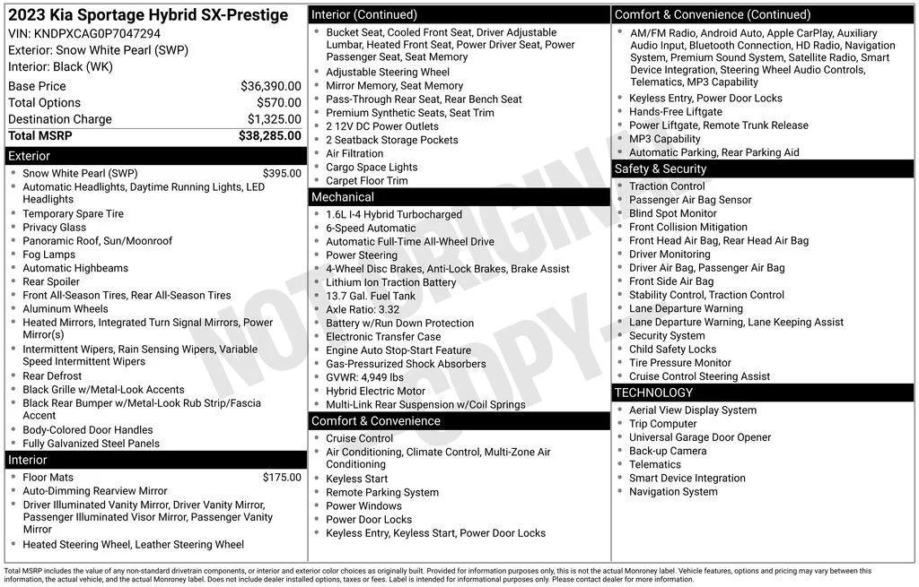 used 2023 Kia Sportage Hybrid car, priced at $29,255