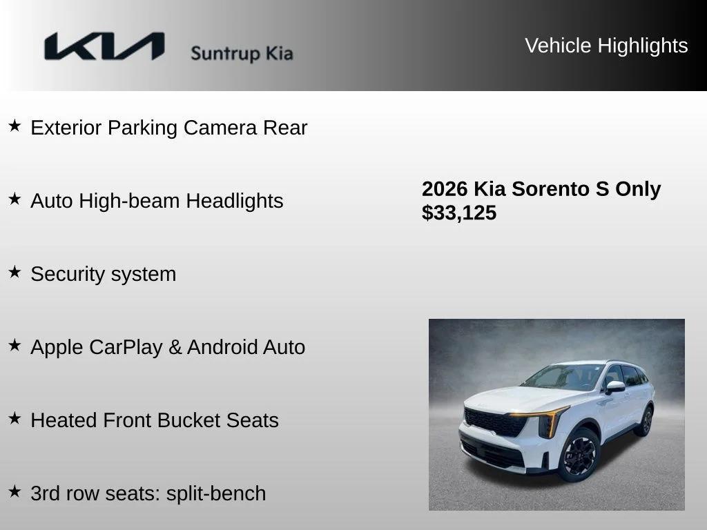 used 2026 Kia Sorento car, priced at $33,125