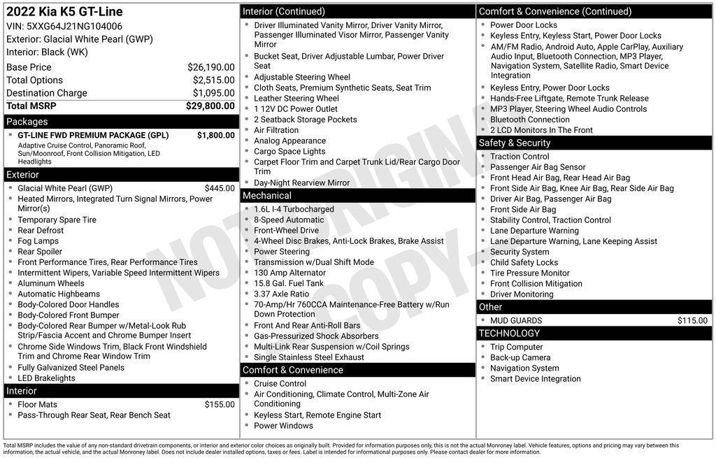 used 2022 Kia K5 car, priced at $19,595