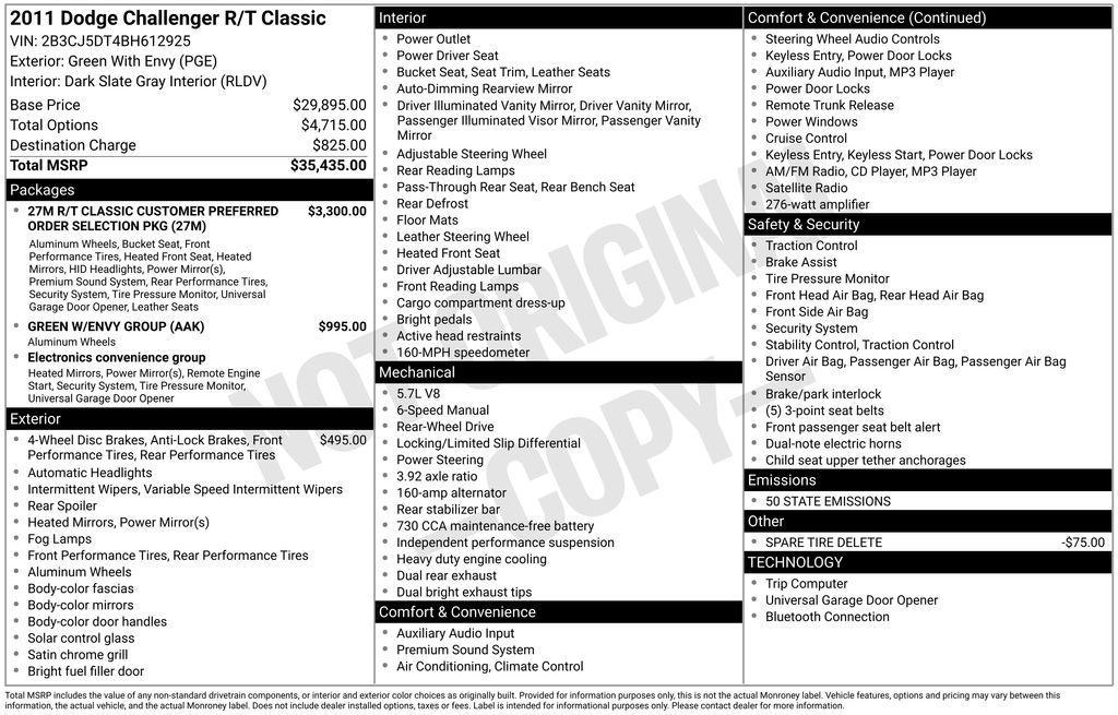used 2011 Dodge Challenger car, priced at $17,195