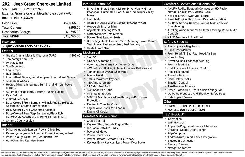 used 2021 Jeep Grand Cherokee car, priced at $26,223