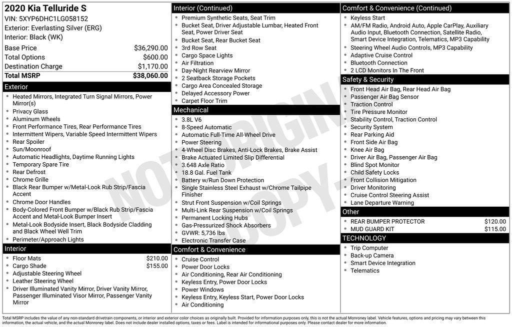 used 2020 Kia Telluride car, priced at $18,893