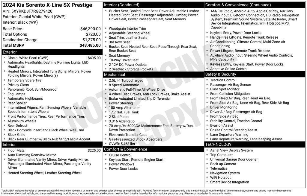 used 2024 Kia Sorento car, priced at $33,691
