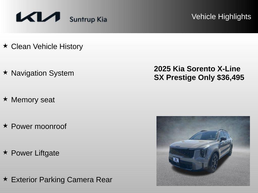 used 2025 Kia Sorento car, priced at $36,495