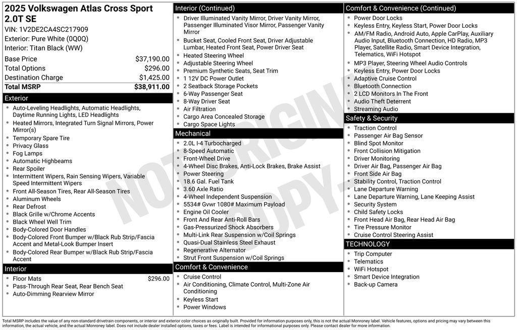 used 2025 Volkswagen Atlas Cross Sport car, priced at $31,985