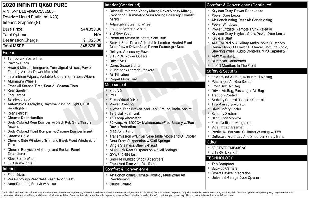 used 2020 INFINITI QX60 car, priced at $19,985