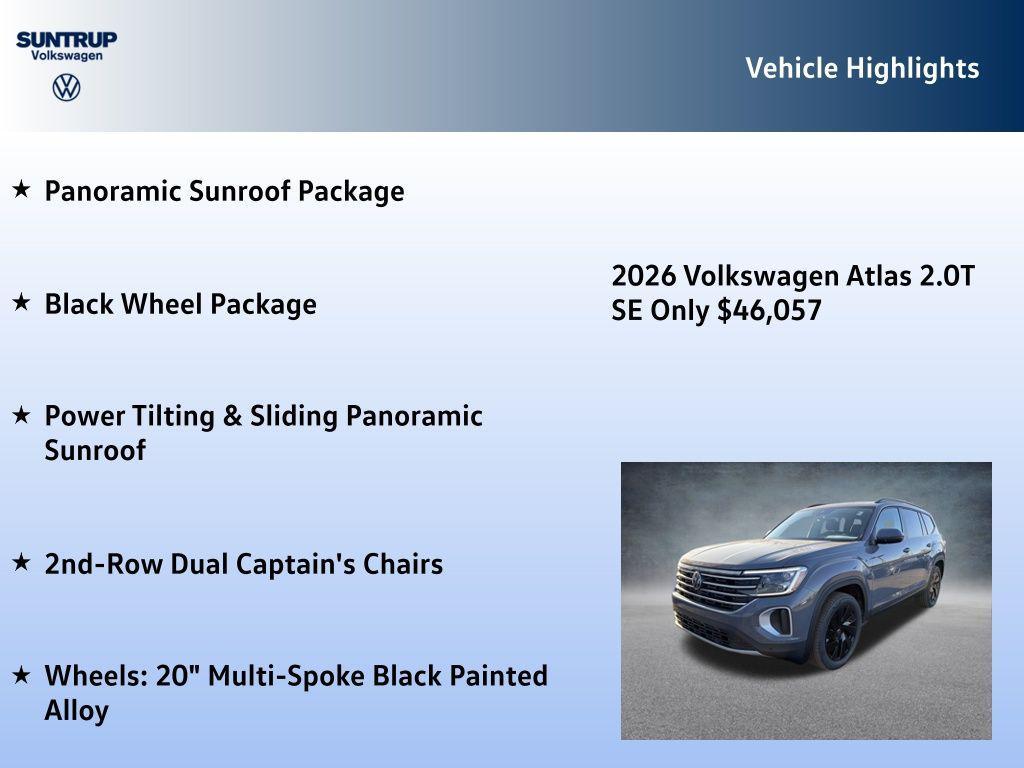 new 2026 Volkswagen Atlas car, priced at $46,057