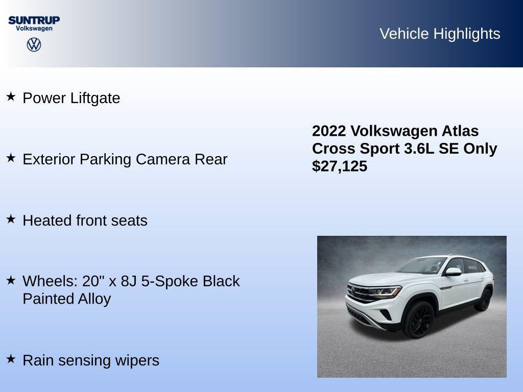used 2022 Volkswagen Atlas Cross Sport car, priced at $25,455