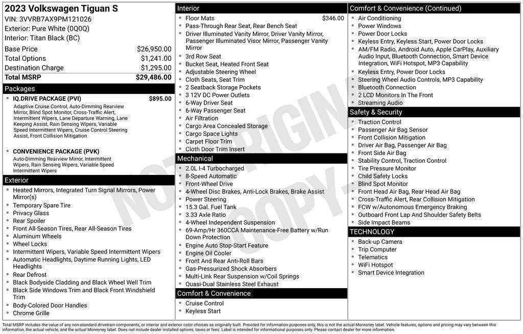 used 2023 Volkswagen Tiguan car, priced at $21,288