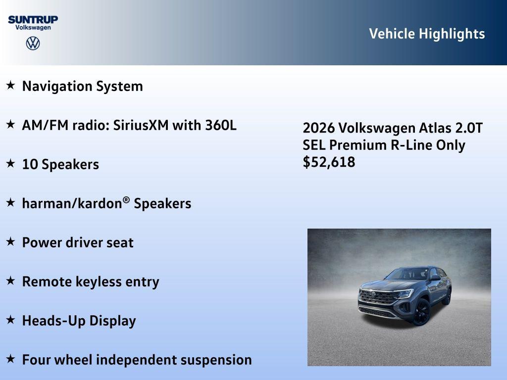 new 2026 Volkswagen Atlas car, priced at $52,618
