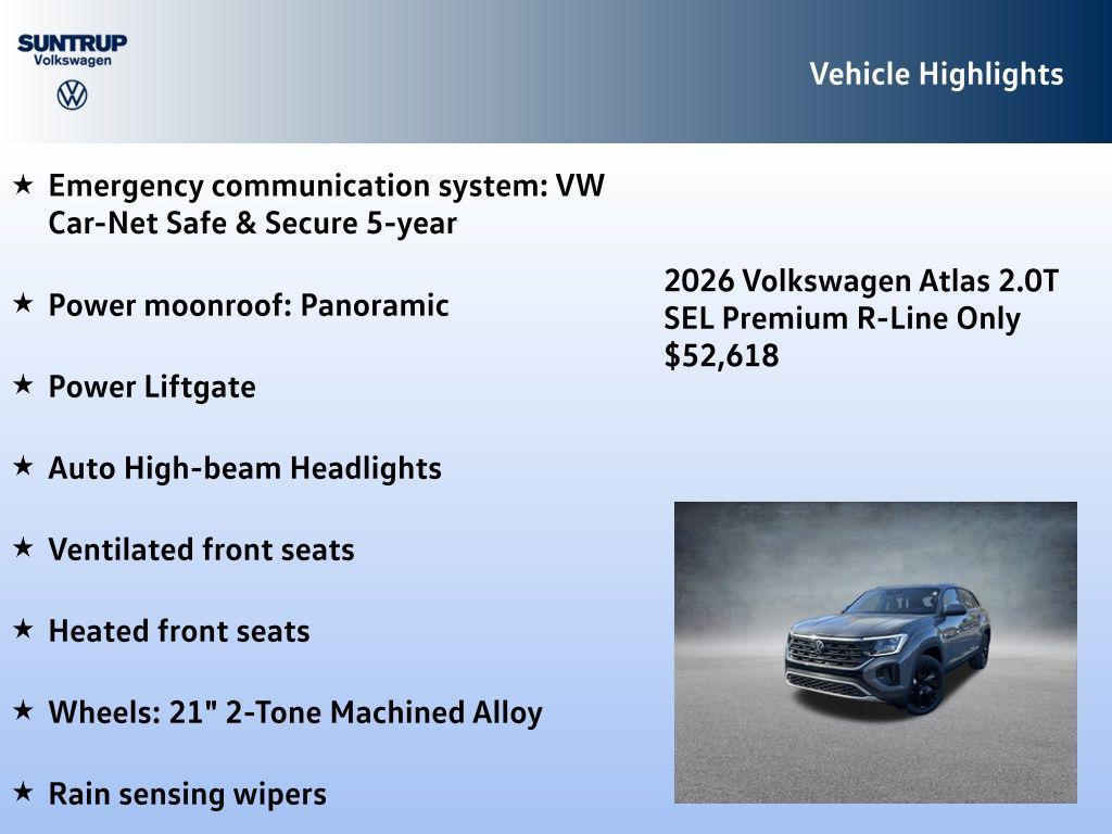 new 2026 Volkswagen Atlas car, priced at $52,618