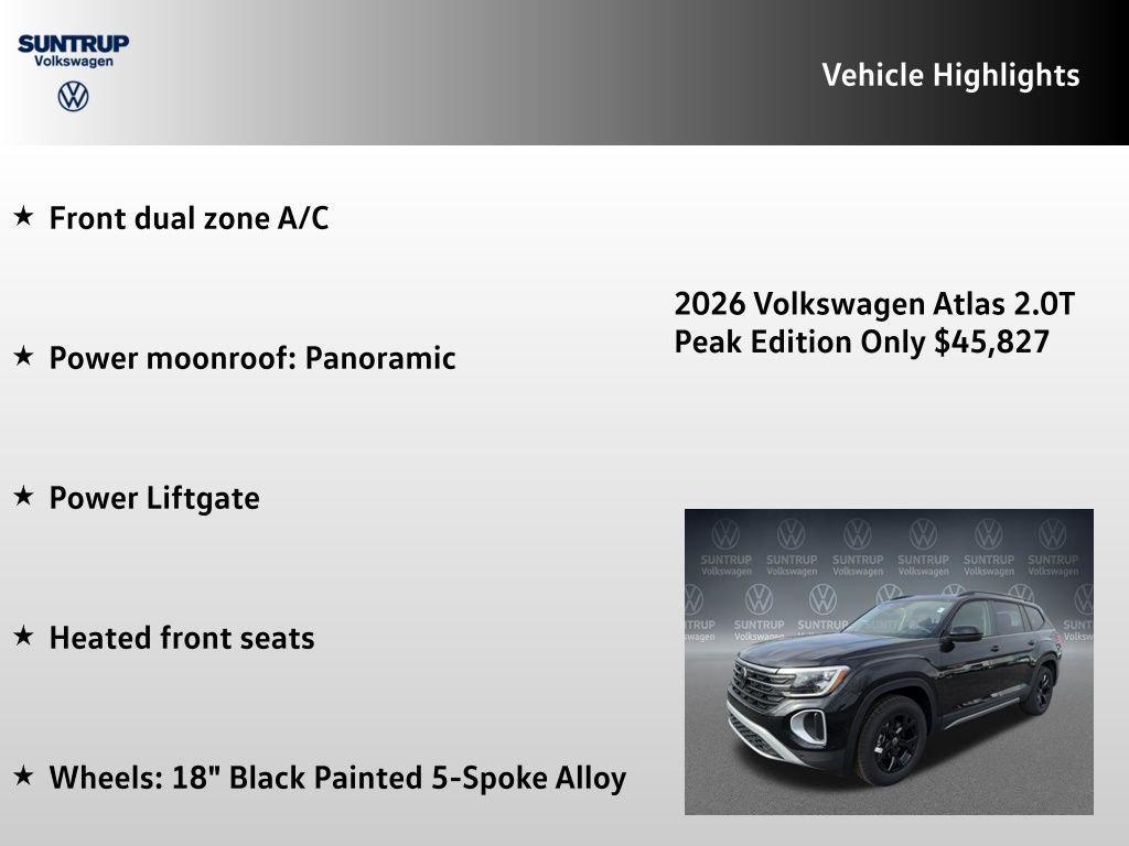 new 2026 Volkswagen Atlas car, priced at $45,827