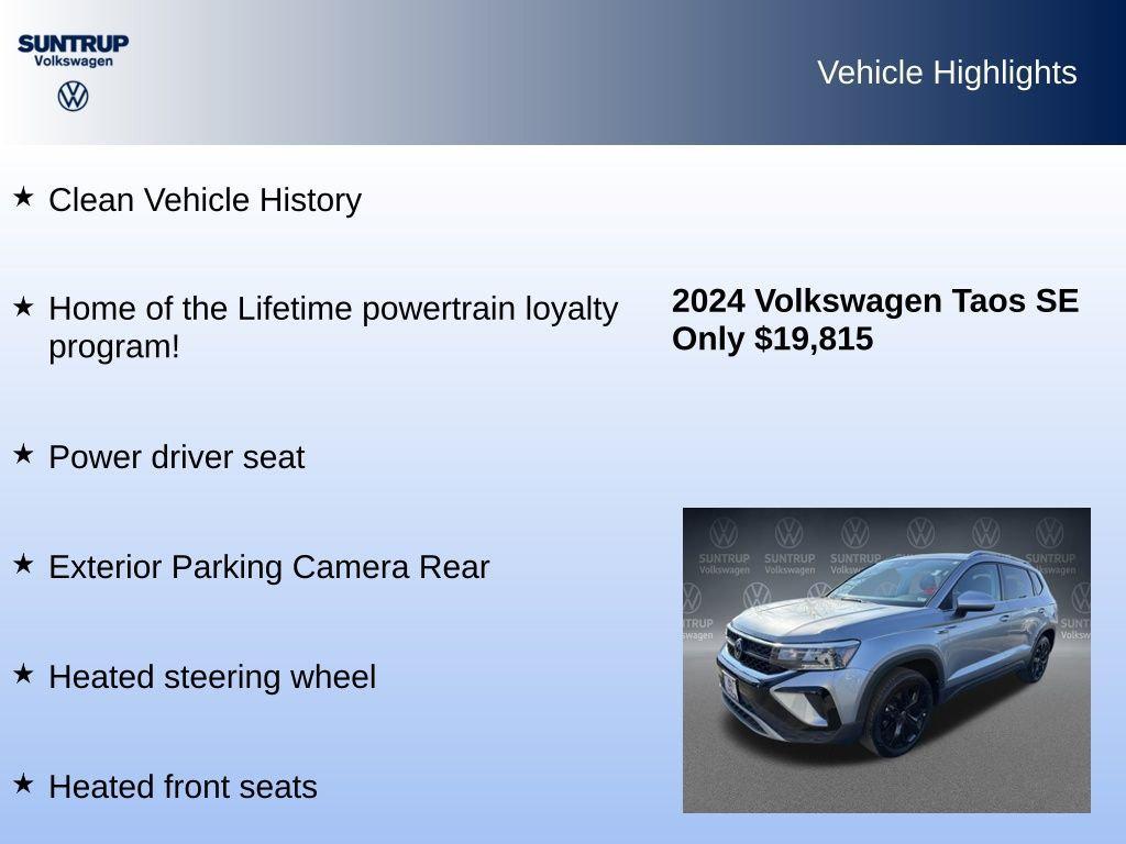 used 2024 Volkswagen Taos car, priced at $19,815