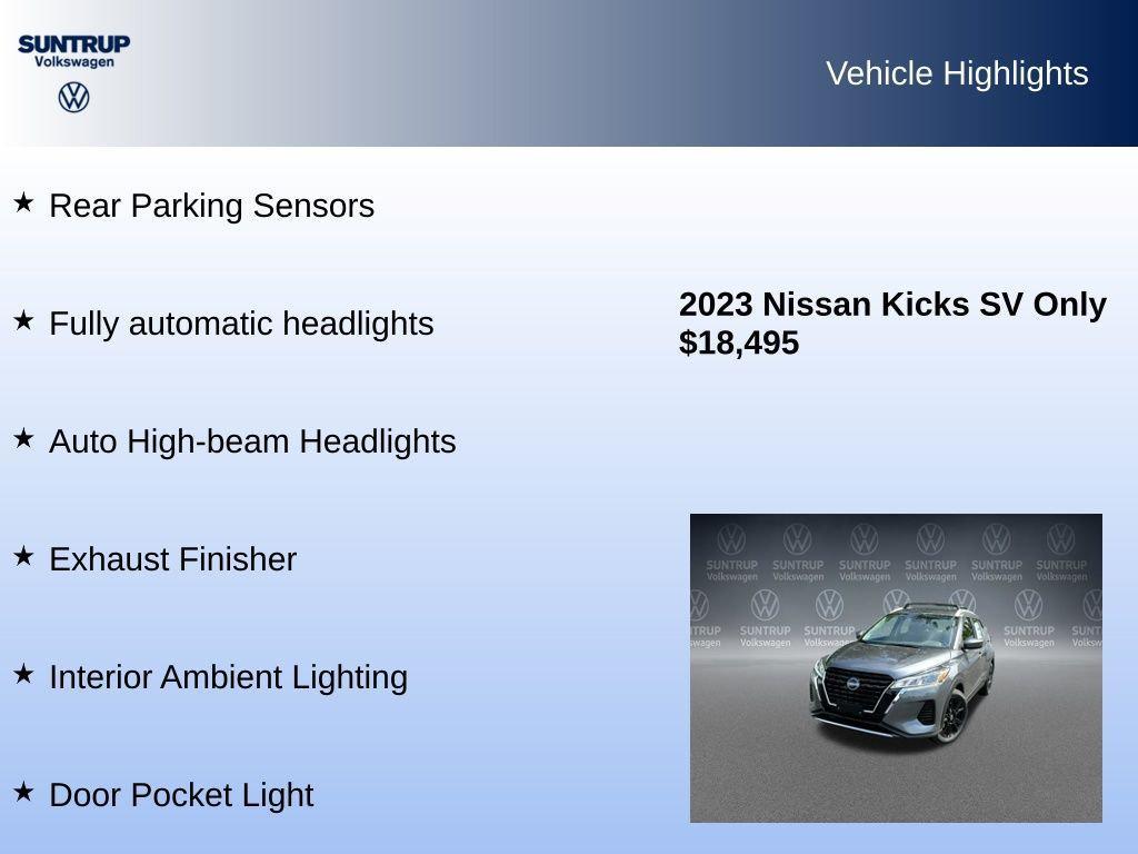 used 2023 Nissan Kicks car, priced at $18,495