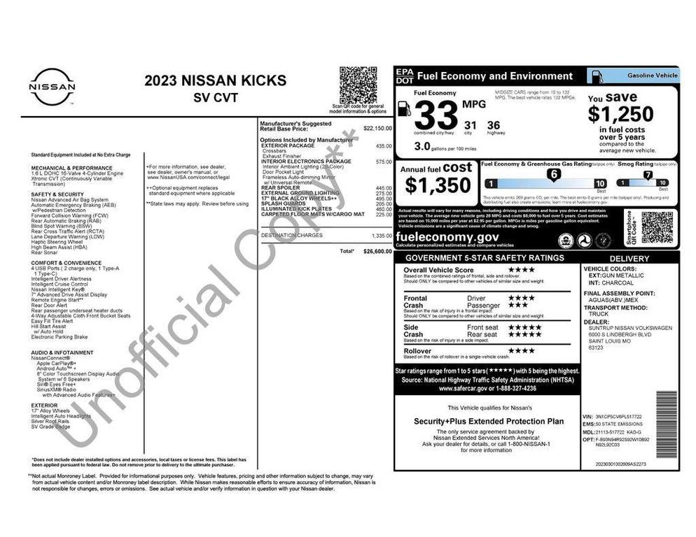 used 2023 Nissan Kicks car, priced at $18,495