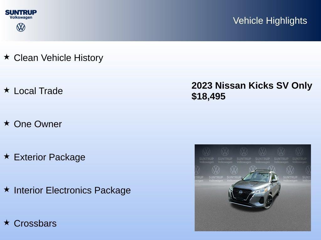 used 2023 Nissan Kicks car, priced at $18,495
