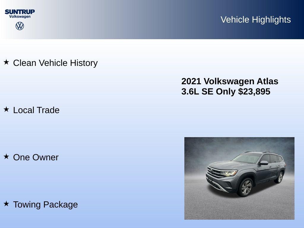 used 2021 Volkswagen Atlas car, priced at $23,265