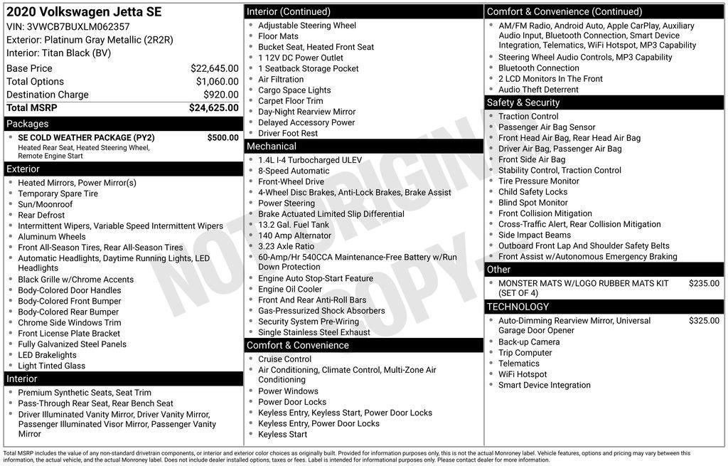 used 2020 Volkswagen Jetta car, priced at $16,828