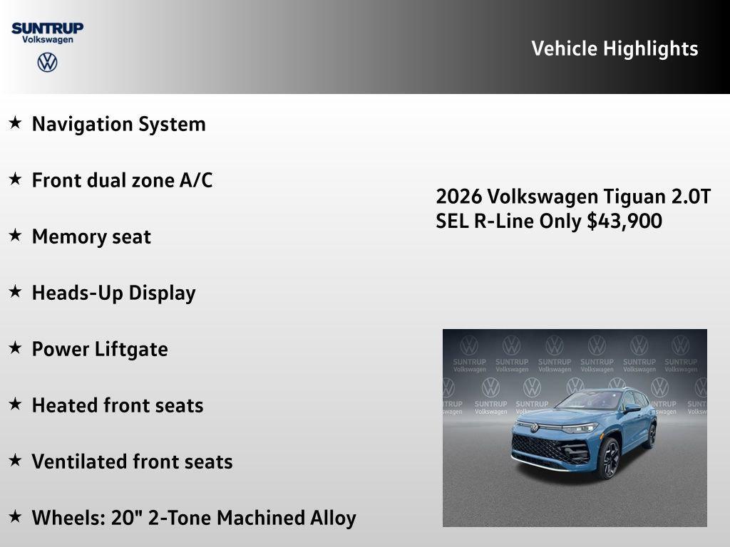 new 2026 Volkswagen Tiguan car, priced at $44,493