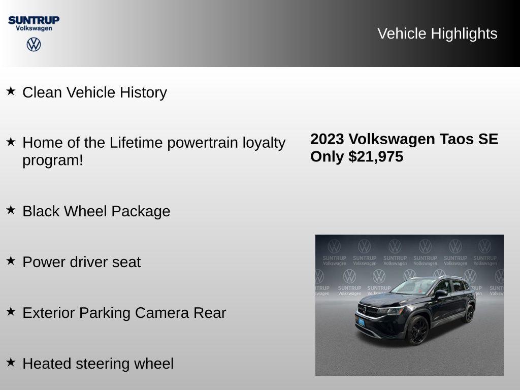 used 2023 Volkswagen Taos car, priced at $22,488